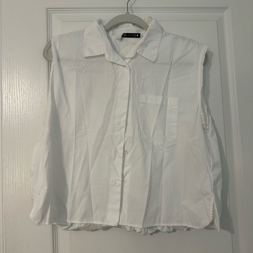 Zara White Sleeveless Blouse